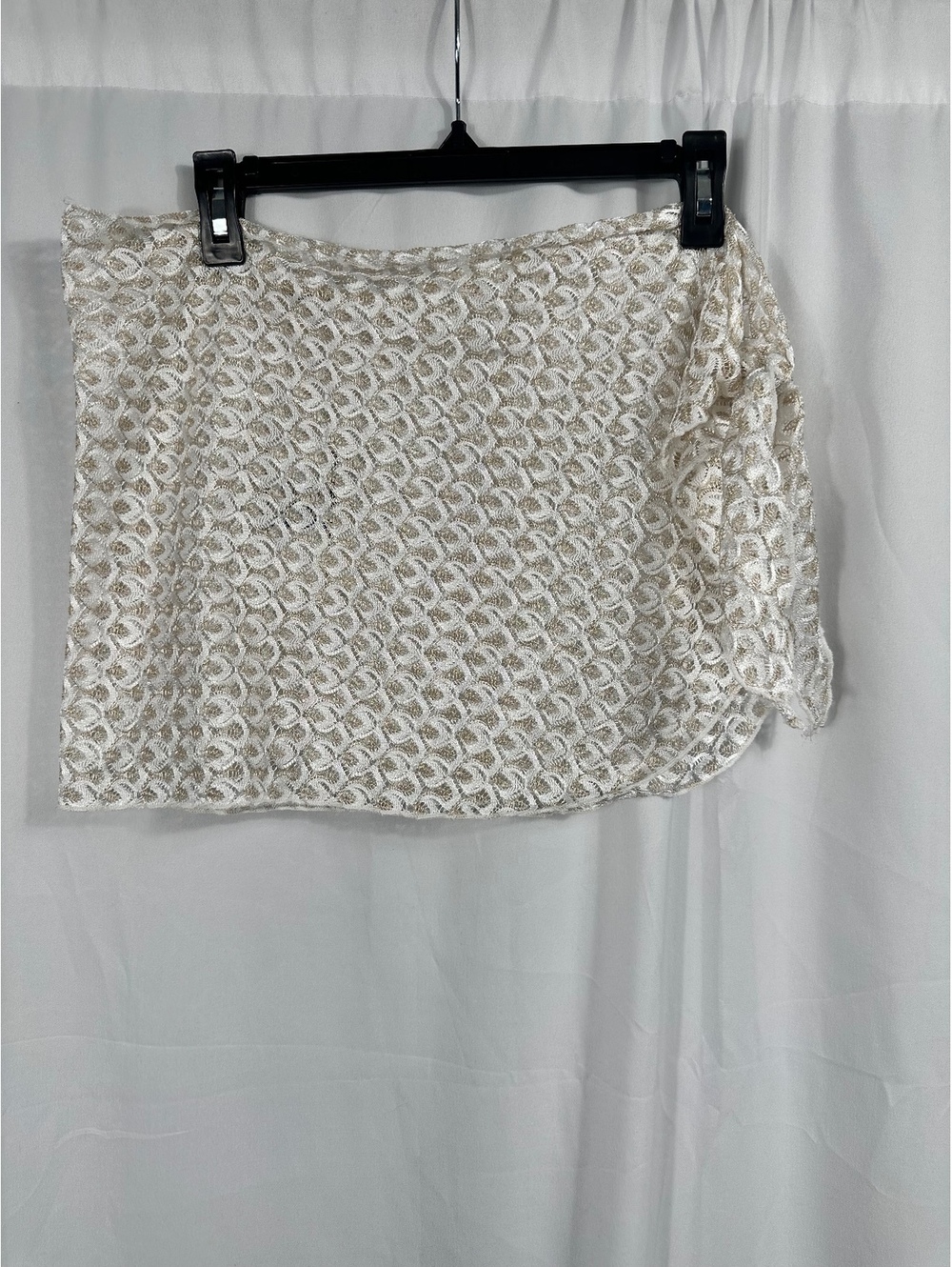 Miken Swim White Gold Metallic Cover-Up Skirt XL